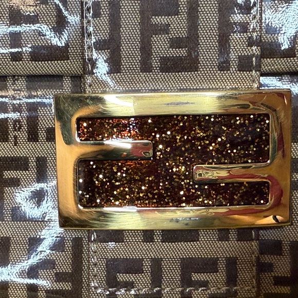 Fendi Gold and Brown Monogram Shoulder Bag - Picture 7 of 10